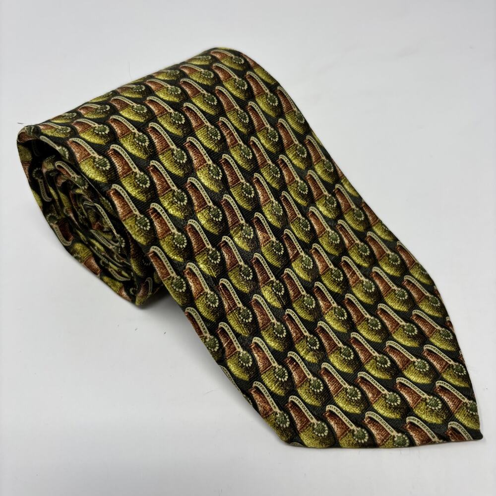 Ermenegildo Zegna Green Red Vase Patterned Exclusive Design 58"x3.5" Silk Tie